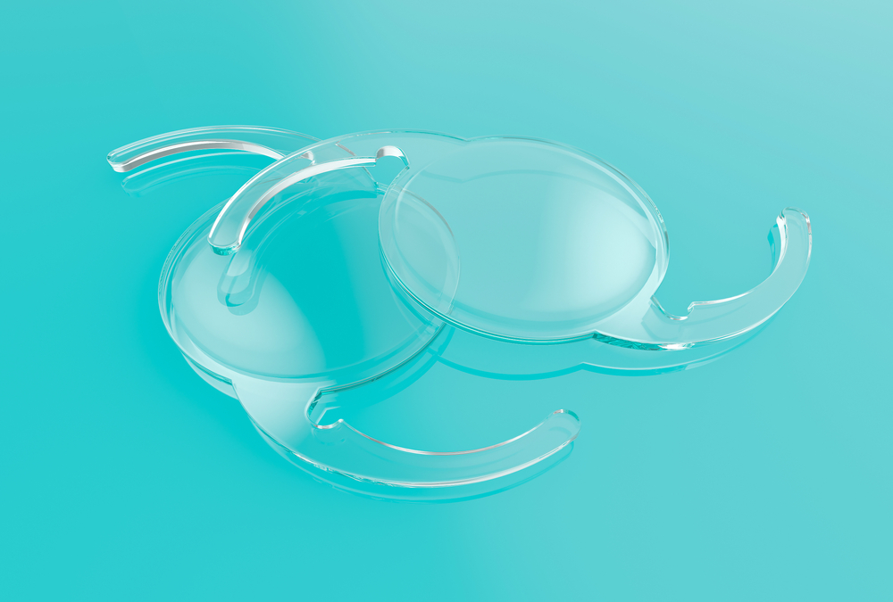 A close-up shot of intraocular lenses (IOLs)